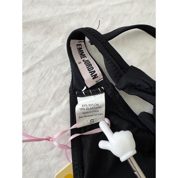 Emme Jordan Black Bikini Set Ring Detail Tie Straps Swimsuit small size‎ - Picture 8 of 8